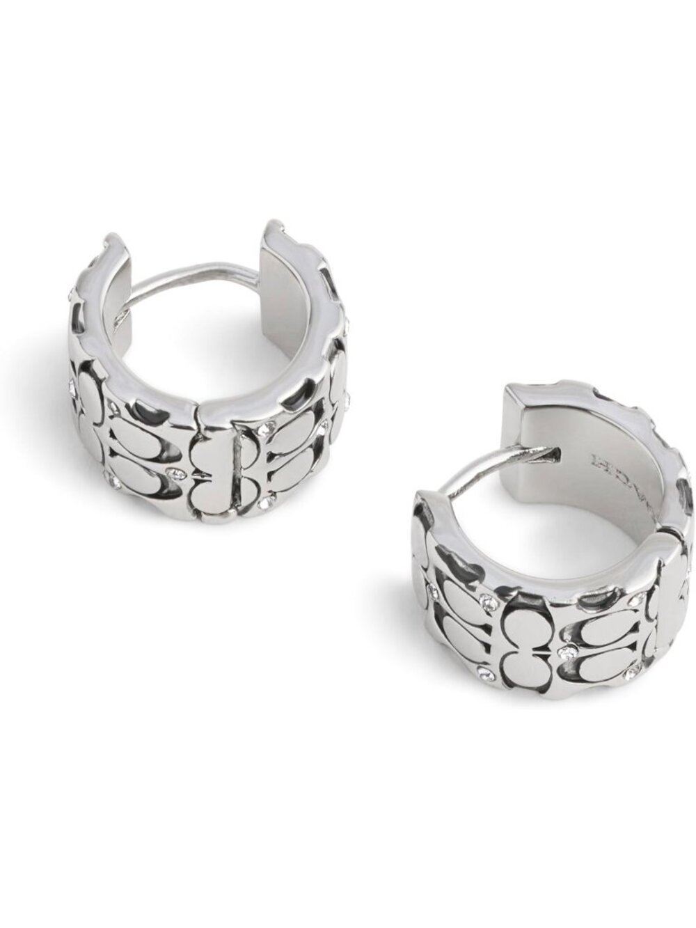 Coach Women's Crystal Quilted Huggie Earring Gold Tone Crystal Designer Boutique - Picture 2 of 5